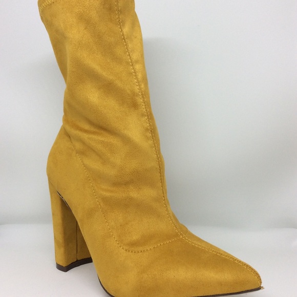 yellow bootie heels
